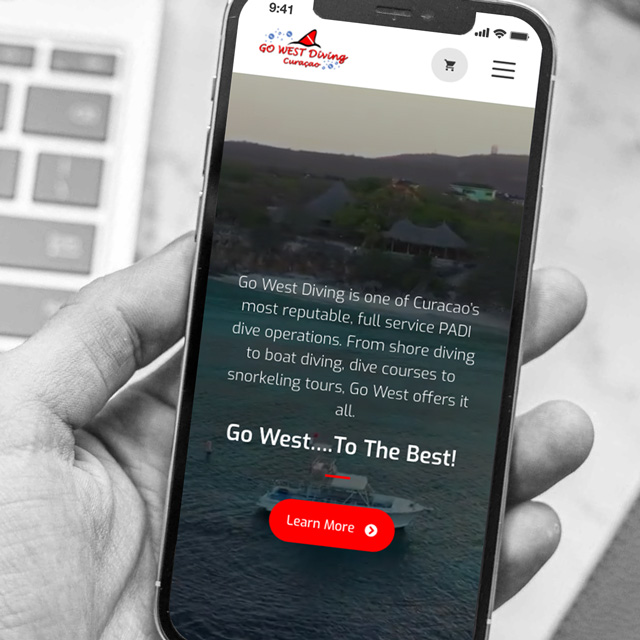 webhop development for Go West Diving Curacao